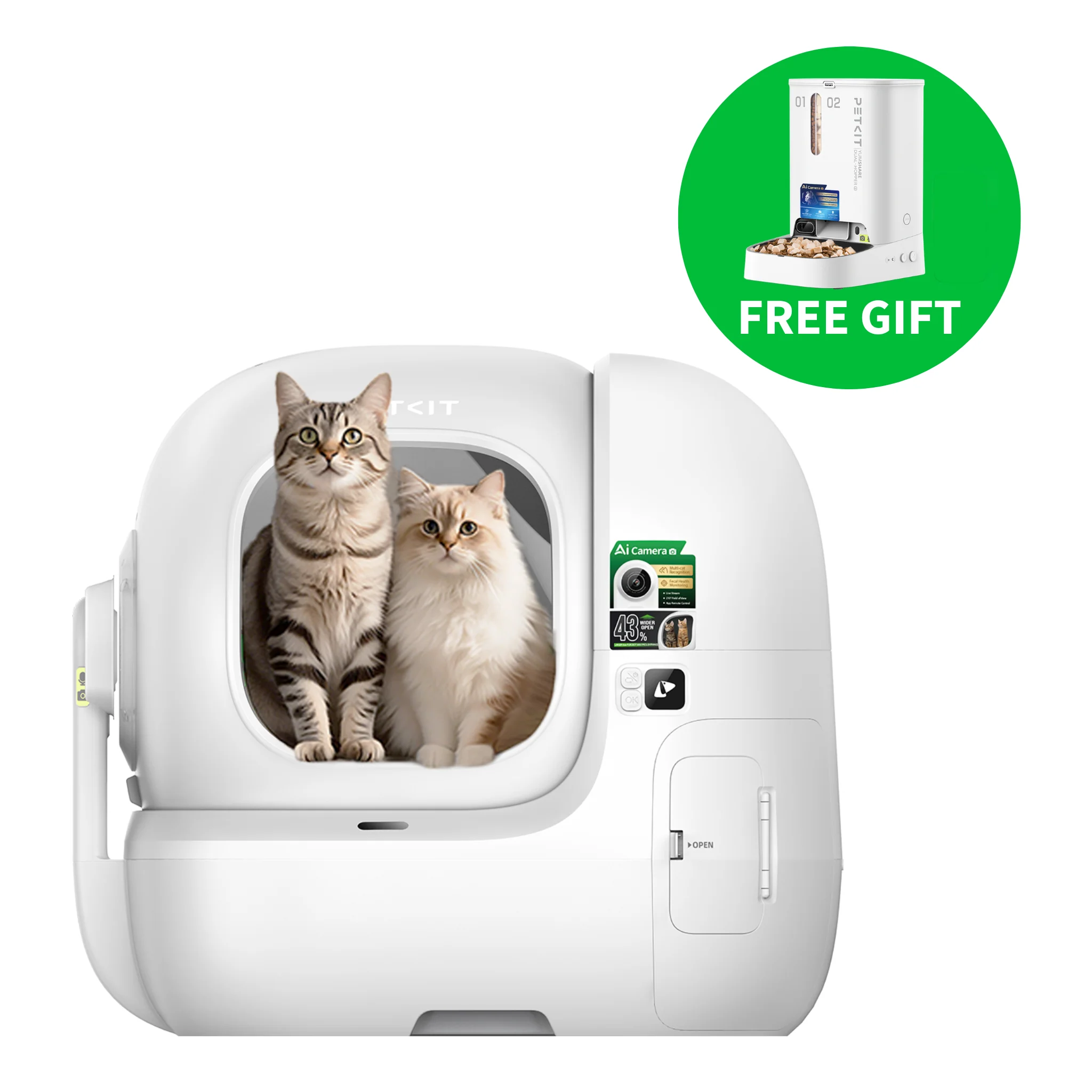 Purobot Max Pro 2 Automatic Cat Litter Box with YumShare Dual-hopper 2
