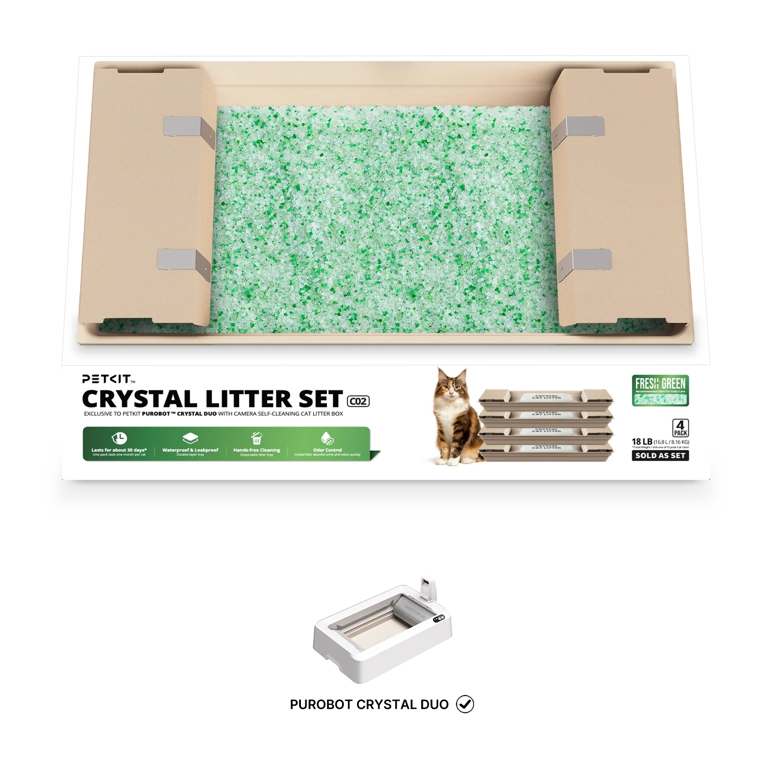 Crystal Litter Set (Fresh Green) - 4 Pack