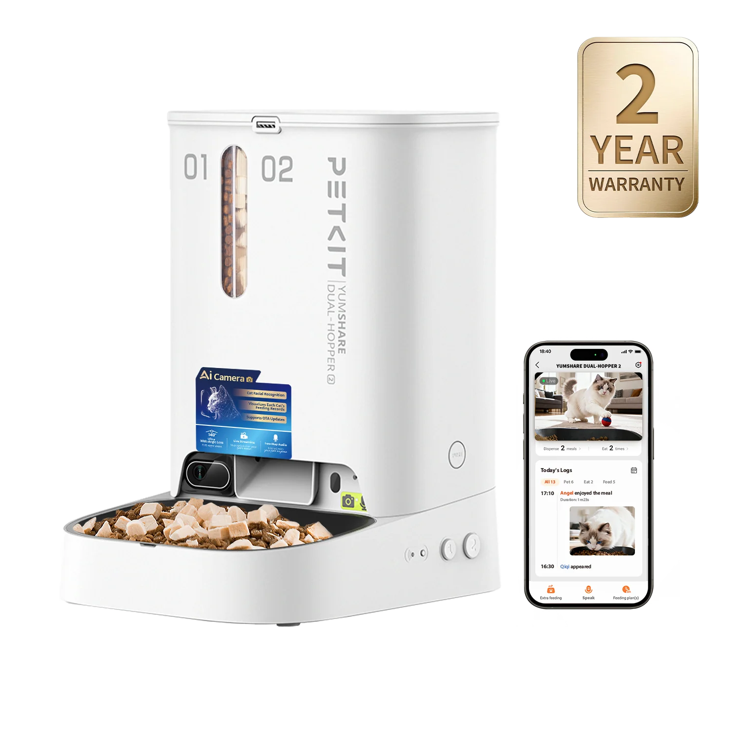 YumShare Dual-hopper 2 Automatic Feeder with Camera
